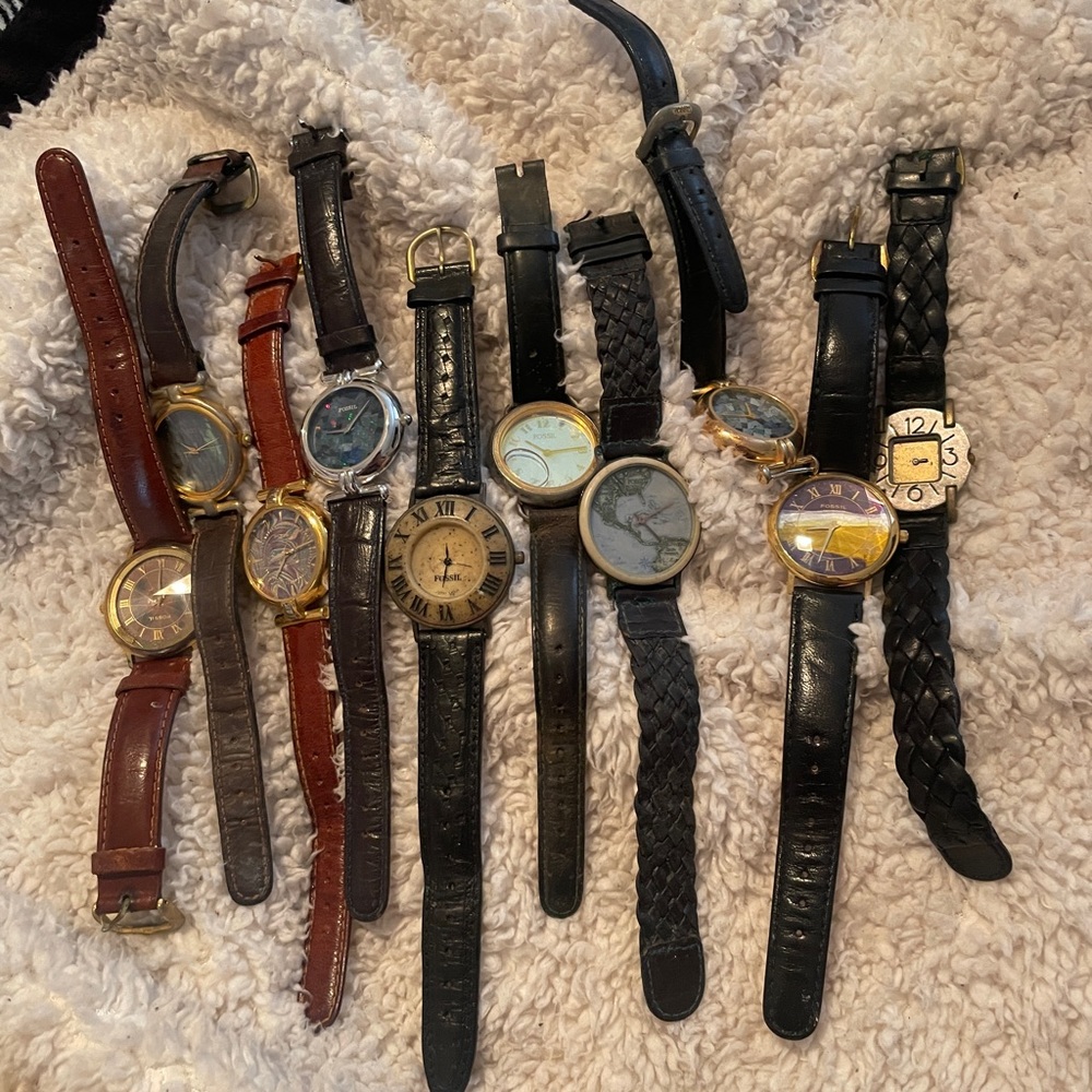 Lot of 10 Vintage Fossil Watches